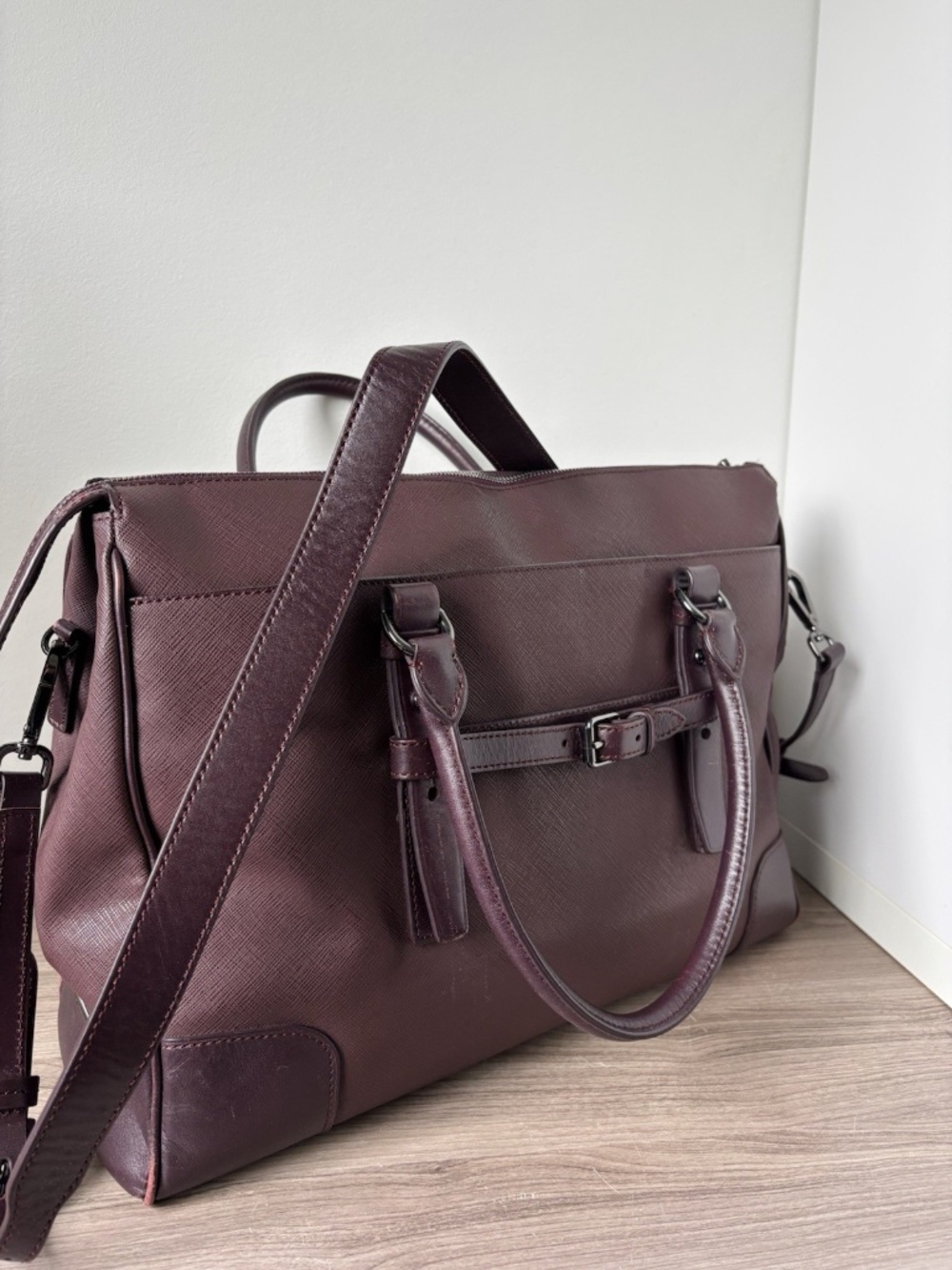 Tumi Villa Purple Leather Handbag Tote Bag Laptop Travel Purse 73126 Authentic❤️ - Picture 2 of 16